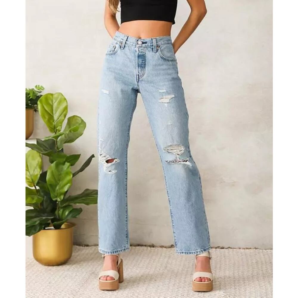 Levi's Premium 501 90s Straight Leg Jeans Distressed Ripped 29x30 A1959-0004